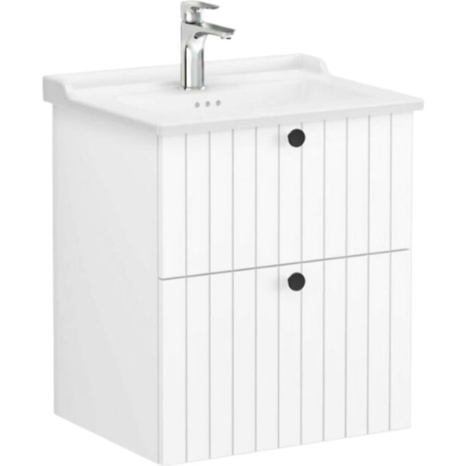 Тумба VITRA ROOT GROOVE 60 см с круглой раковиной 2 ящика матовый белый 69415